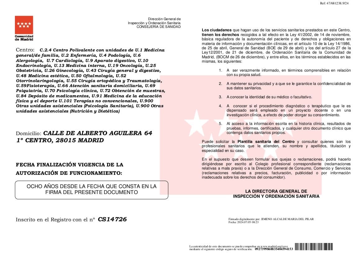 Autorizacion sanitaria CAM Autorizacion sanitaria CAM